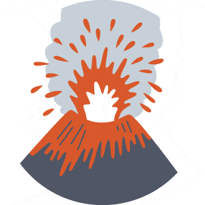 Graphic depicting Paricutin Volcano in Michoacán, Mexico erupting.