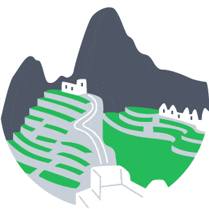 Graphic depicting Machu Picchu in Peru.